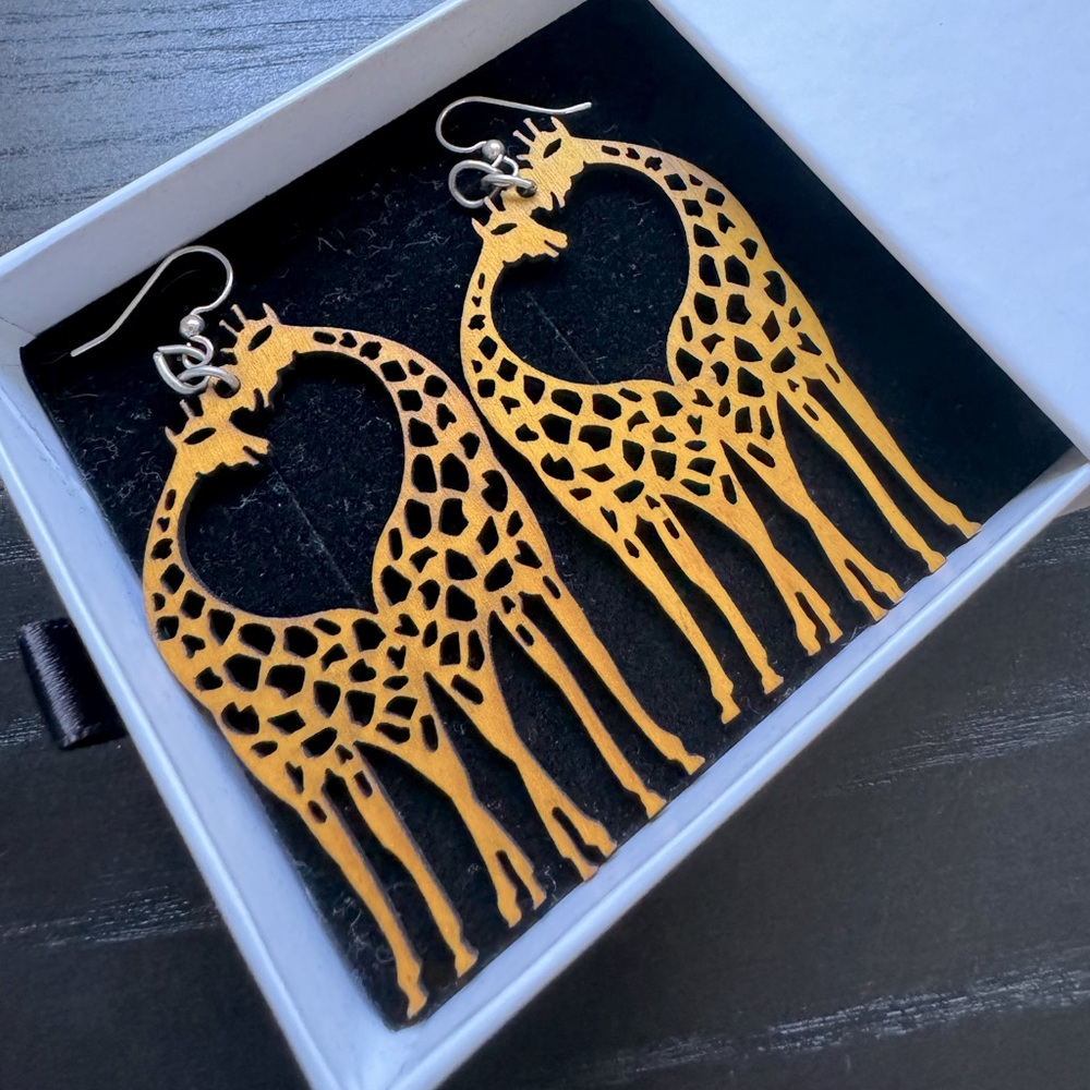Wooden giraffe earrings